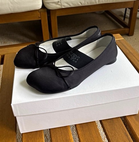 MM6 Maison Margiela Women’s Anatomic Black Satin Ballet Flats Size 36.5