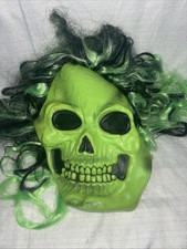 Easter Unlimited Skull Skeleton Halloween Face Mask w/ Teeth Full Head Wig Hair