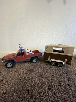 Retired Schleich Horse Truck and Trailer with Driving Guy Figure