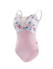 Floral Print Women Ballet Leotards Camisole Spandex Nylon Dance Tops Bodysuit