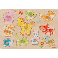 goki Steckpuzzle Tierkinder 10 Teile Holzpuzzle Setzpuzzle Motorikspielzeug