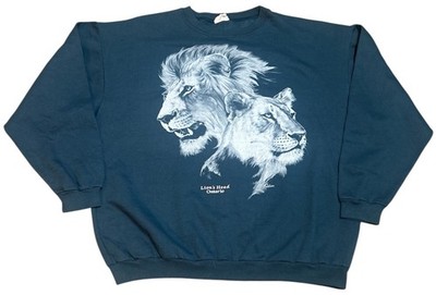 90s Lion's Head Ontario Harlekin Animal Big Print Sweatshirt Size XL  