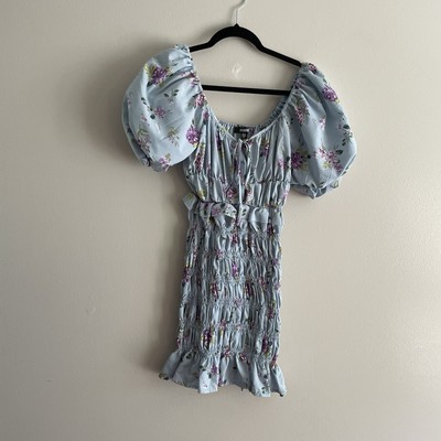 missguided boho dress MISSGUIDED Boho Tie Front Balloon Sleeve Ruffled Hem Mini DressMISSGUIDED