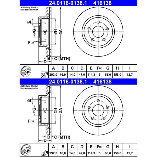 2X ATE Bremsscheiben 292Mm Voll Hinten Passend FüR Nissan Leaf Qashqai X-TRAIL R-image