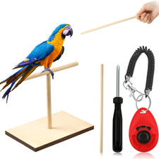 3 Pcs Bird Training Stand Kit, Parrot Training Clicker Portable Tabletop Bird Pe