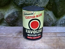 VINTAGE HAVOLINE ADVANCED FULL QUART TIN ~ SAE 10W  HEAVY DUTY MOTOR OIL