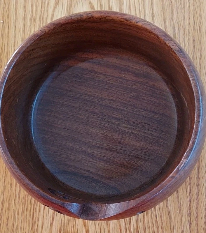 Wooden Yarn Bowl 4" H 6" Opening Pre Owned - Image 2 of 3