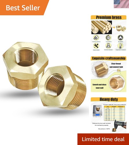 3/4" Male to 3/8" Female Brass Reducer Bushing, Versatile NPT Adapter Set of 2