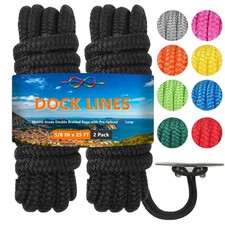 5/8" x 25' Dock Lines 2 Pack, Boat Dock Lines Double Braided with Pre-Spliced...