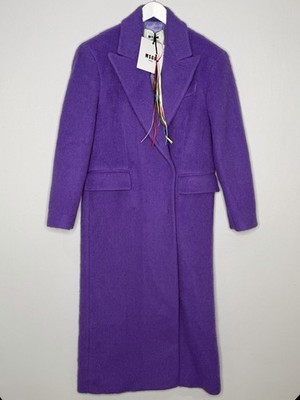 MSGM Ladies Purple Wool Overcoat - New - SizeUK10