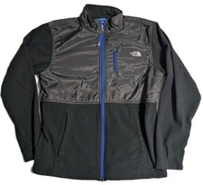 North Face Boys Denali Fleece Jacket L 14/16 Black Gray Blue Zip   Cozy Legend