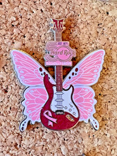 Hard Rock Cafe Piccadilly Circus 50 Year Breast Cancer Anniversary Guitar Pin