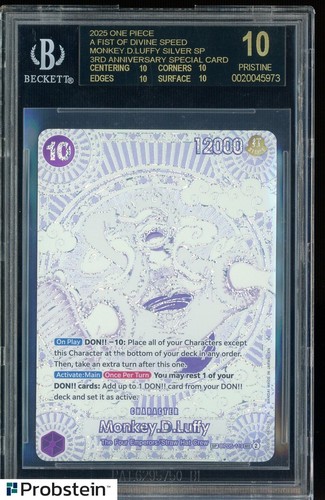 2025 ONE PIECE EN MONKEY D LUFFY 3RD ANNIVERSARY SILVER SP BGS 10 BLACK LABEL
