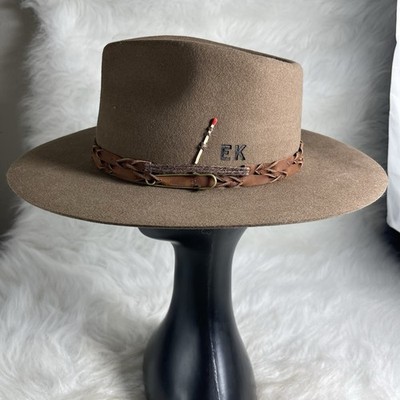 American Hat Makers Brown Wool Felt Rancher Hat L 59cm Wide Brim Leather Band