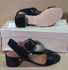 Donald Pliner Slingback Black Metallic Lizard Heel Sandal Women's Size 6M
