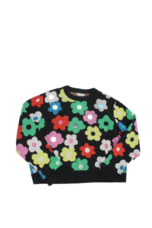 Stella McCartney Kids Girls Cotton Floral Crew Neck Sweater Top Multicolor Sz 14