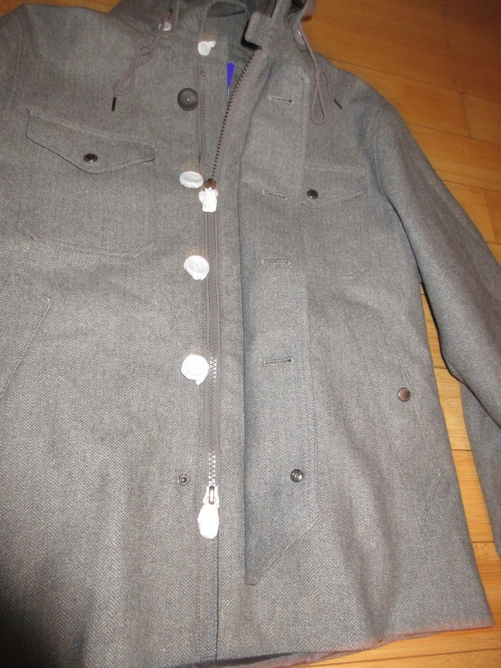 Joseph Abboud Мужская Herringbone шерсти твидовый анорак парка пальто куртка с капюшоном большой - Изображение 4 из 4