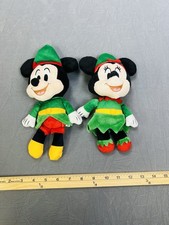 RARE Plush 2 PC Disney Mickey  Minnie Mouse Holiday Elves FAST SHIPPING