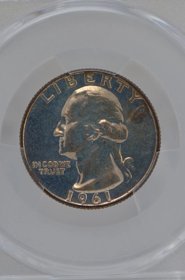 PR64 1961 PCGS GRADED SILVER WASHINGTON QUARTER PROOF TONED UNC. COIN # 777 !!! - Image 4 of 4