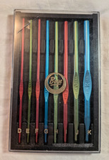 Boye aluminum crochet hooks - USED - sized D through K - 2 blue, 3 green, 3 red