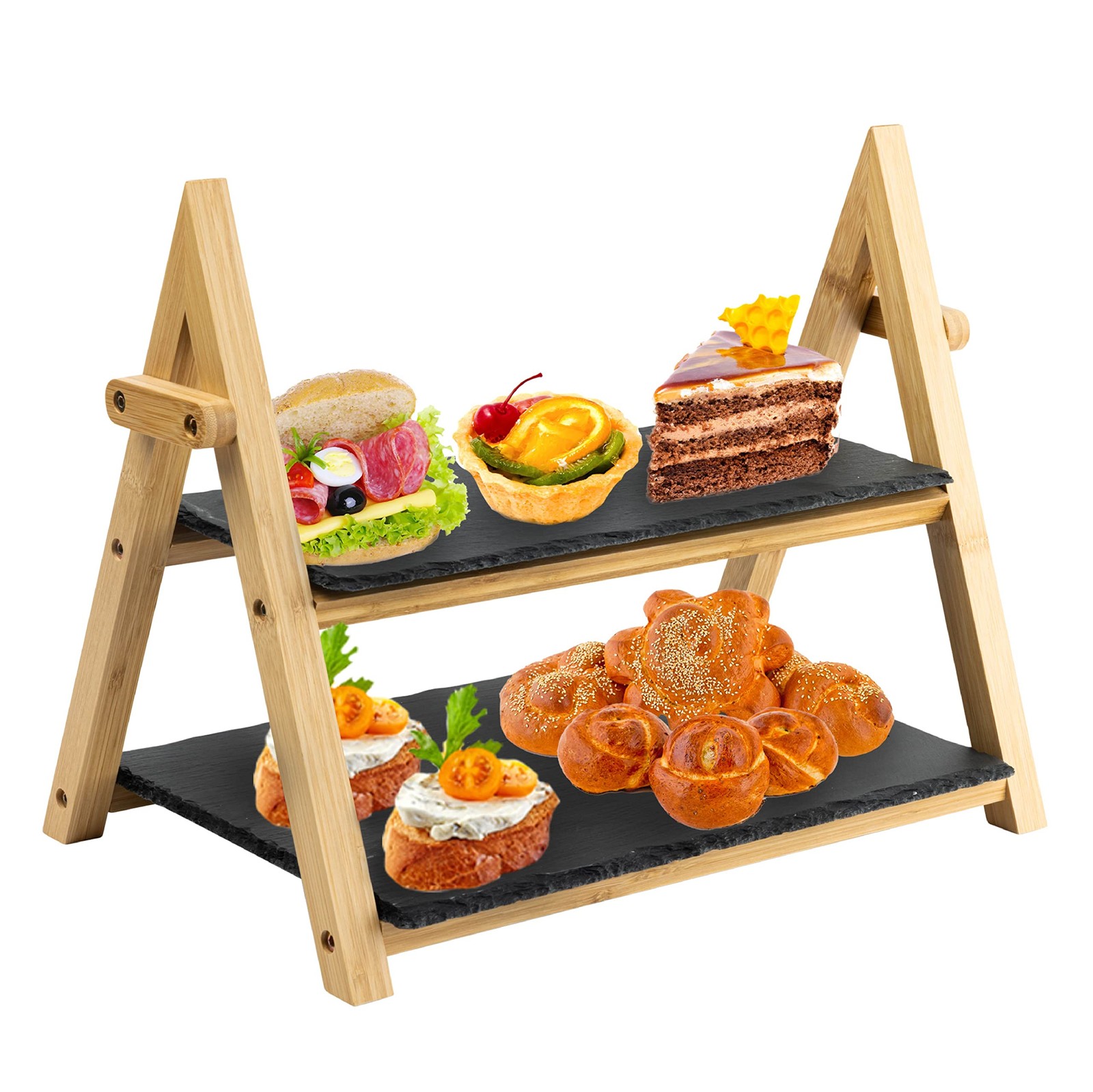 - Heftman 2-Tier Slate Cake Stand - Image 2