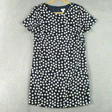J Crew Dress Womens 4 Navy Blue White Polka Dot Short Sleeve Lined Shift Lightwe