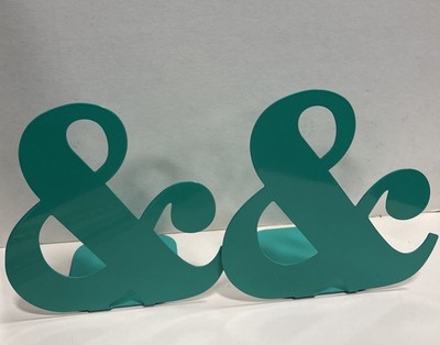 Jonathan Adler Ampersand 6.25'' Metal Bookends Sea Foam Aqua Green