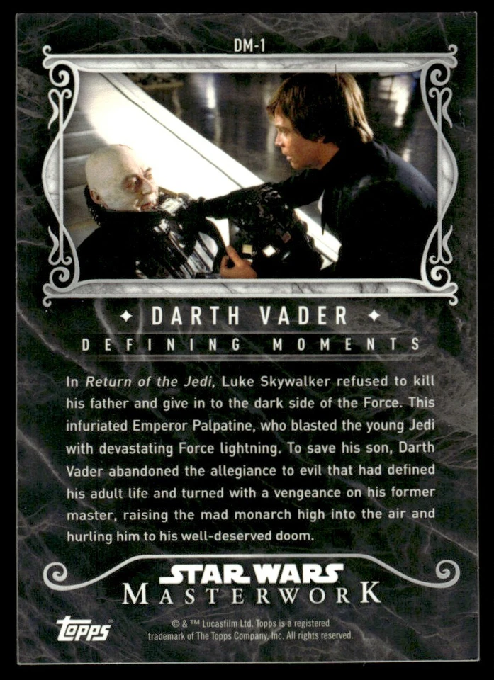 2015 Star Wars Masterwork Trading Card Defining Moments DARTH VADER - Image 2 of 2