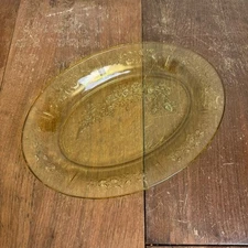 Depression Era Federal Glass Yellow Sharon Rose Serving plate Platter