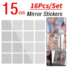 Set Living Room Mirror Sticker Self-Adhesive Glass Tile Mirror Stickers Creative