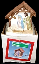 Vintage Christmas Village Luminary With Box Lighted Nativity Stable 1980s