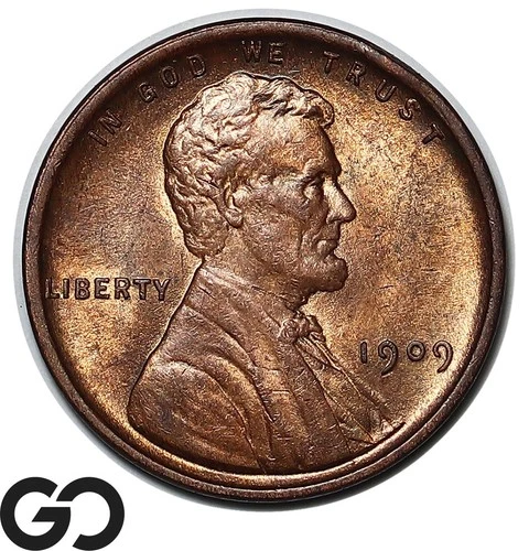 1909 VDB Lincoln Cent Wheat Penny, Red Brown Gem BU++ RB