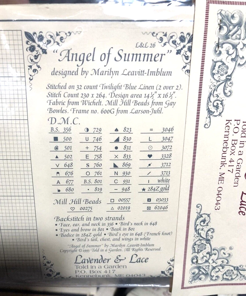 1991 - 1995 Lavender & Lace Angels Counted Cross Stitch Charts - Lot Of 5 - Image 3 of 4
