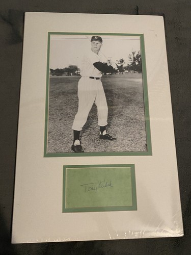 Tony Kubek Signed Matted Cut Auto Index Card 12x18 with Photo New York Yankees