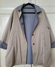 Cinzia Rocca Lightweight Jacket Shacket Reversible Biege Grey Uk 8 10 Oversized