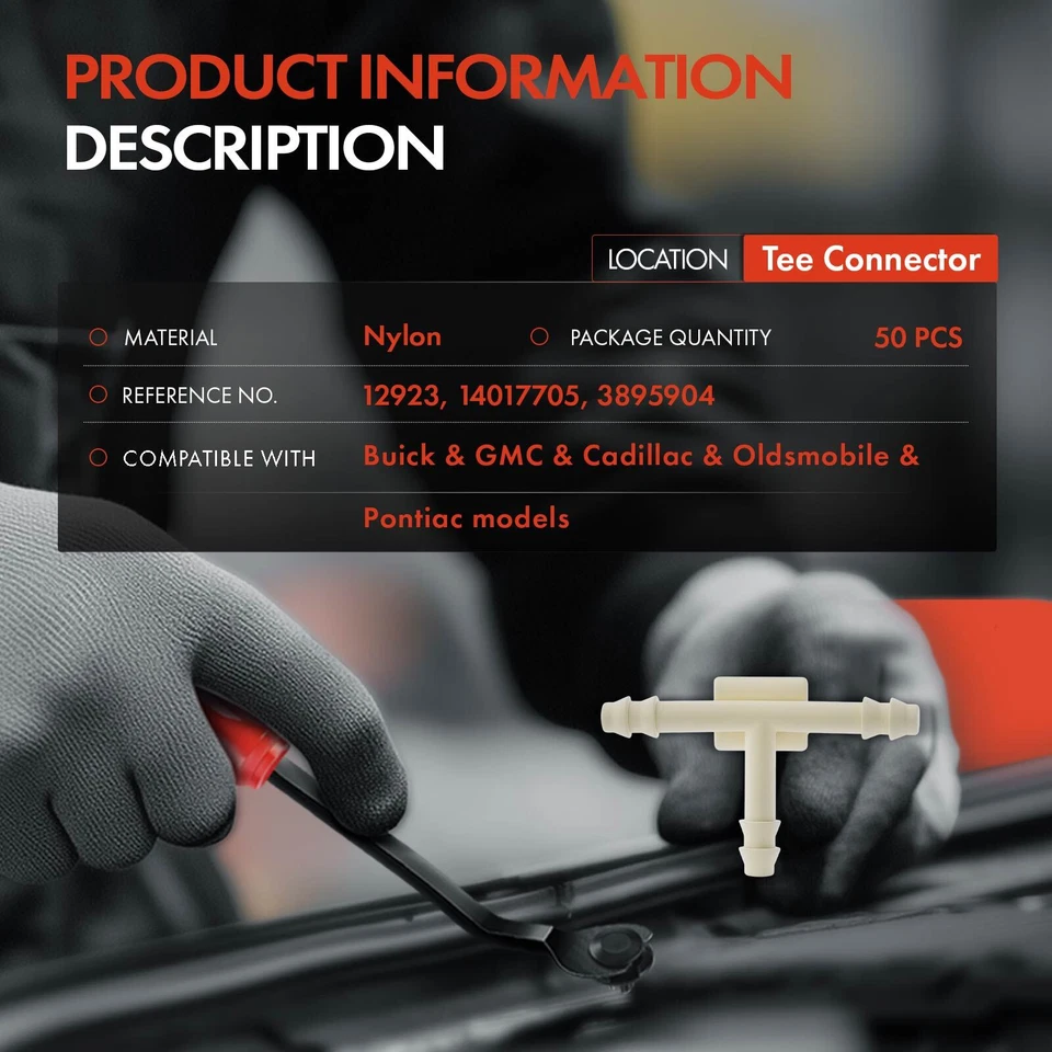 Conector de manguera de 50 piezas 1/8"X1/8"X1/8" Adaptador de tubo Clip Retenedor para Buick GMC Foto 2 de 4