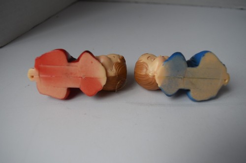 1950s Angel Cutees Set of 2 Sleeping Babies Christmas Ornaments British Hong Kon - Picture 5 of 5