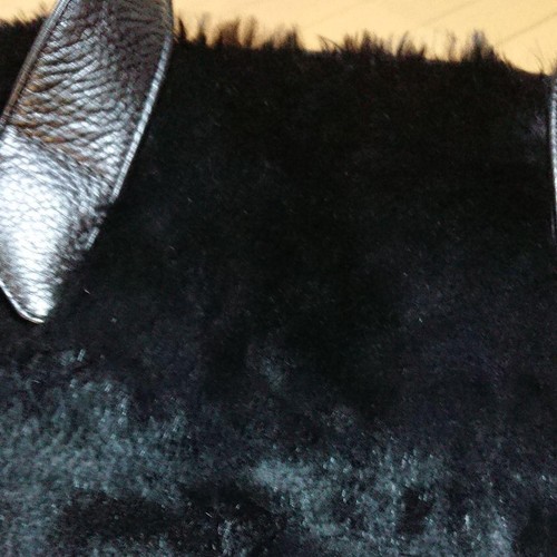 PLINIO VISONA Fur Bag Handbag Black Women Inner Pocket Zipper Tote Bag - Picture 2 of 7