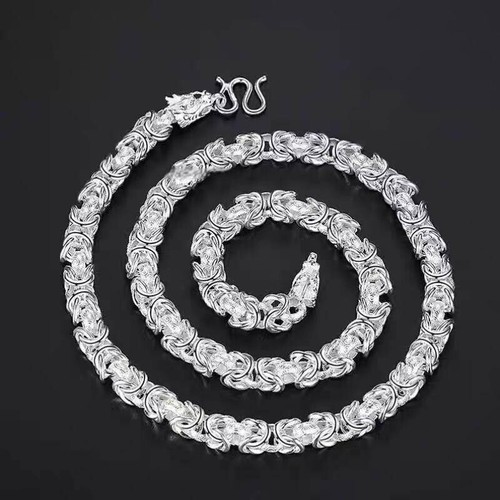 Solid S999 Fine Silver Chain 6-9mm Dragon Head Thailand Link Necklace 18-28inch - Picture 14 of 14