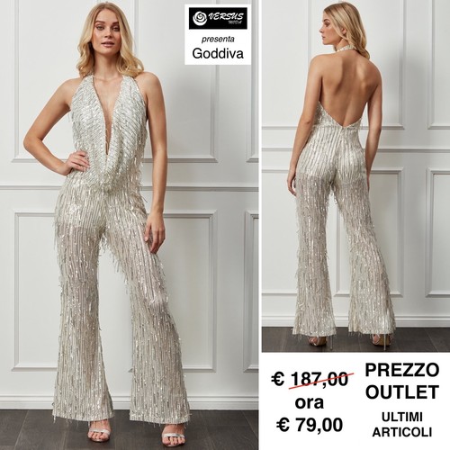 Tuta Donna Cerimonia Pantaloni Paillettes Outlet Woman Sequins Jumpsuit  CG-TR266 | eBay