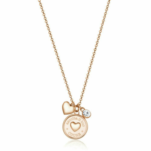 s.Oliver Collana con ciondolo in acciaio inox, da donna, con zirconi