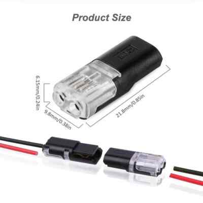 50x D2 Kabelverbinder Wasserdicht – 2-polig, Für 18-22 AWG, Ohne Löten & Abisolieren, Für 12-24V