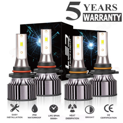 9005+9006 LED Headlights High Low Beam Bulbs For Freightliner Columbia 2005-2012