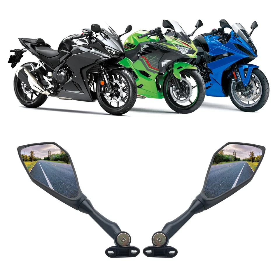 Rear View Mirrors For Kawasaki Ninja 300 EX300 Ninja 400 EX400 Ninja ZX6R ZX636 Foto 2 de 4
