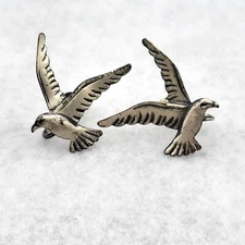 Vintage Estate Jewelry Beau Sterling Seagulls Birds Screwback Earrings - JW034