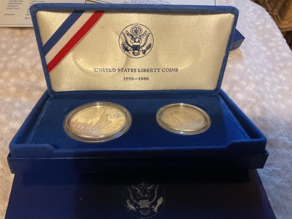 UNITED STATES LIBERTY COINS 1986 リバティーコイン 自由の女神 アメリカ 銀貨/1ドル・50セント/