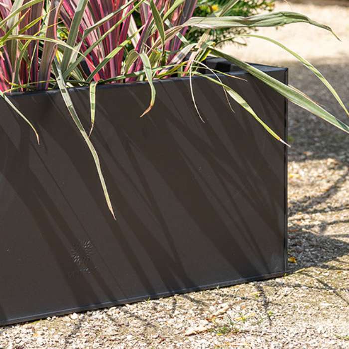 Zinc Metal Black Planter Plant Trough Garden Outdoor Large Rectangular ...