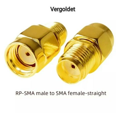 Adapter Verbindung SMA Male auf RP-SMA Female ohne Pin beide Seiten vergolded
