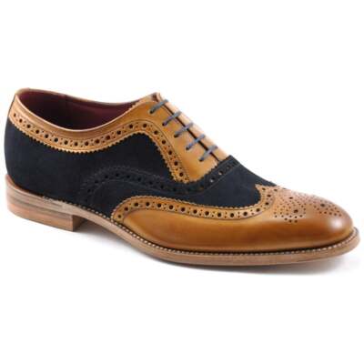 LOAKE Thompson Mens Handmade Tan/Navy Brogues Shoes RRP