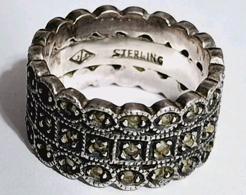 Judith Jack Sterling Silver Marcasite Band Ring Size 6.75 7.2g - Picture 5 of 10